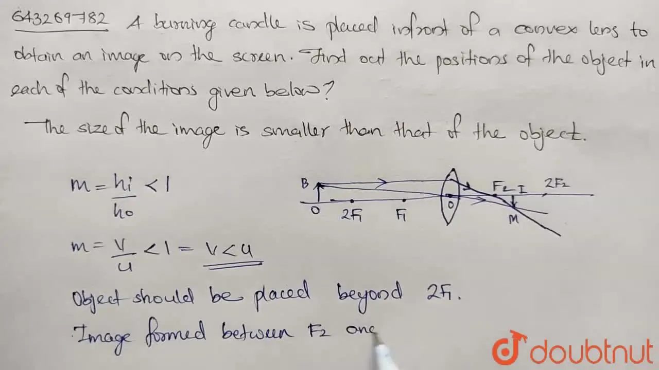 [Malayalam] A burning candle is placed in front of a convex lens to ob