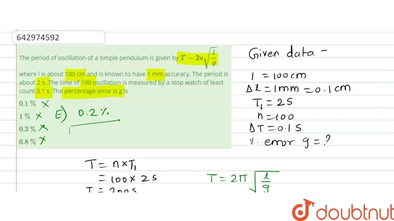 [Marathi] The period of oscillation of a simple pendulum is given by T