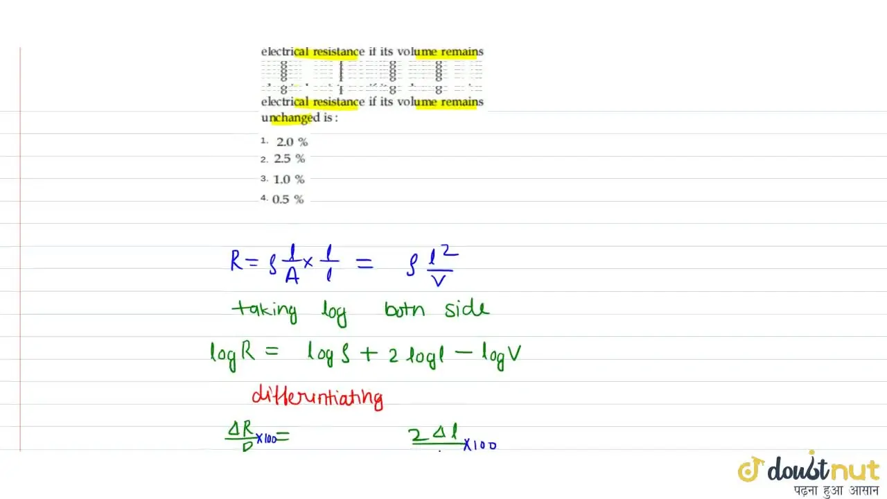 A copper wire is stretched to make it 0.5 longer. The percentage chan