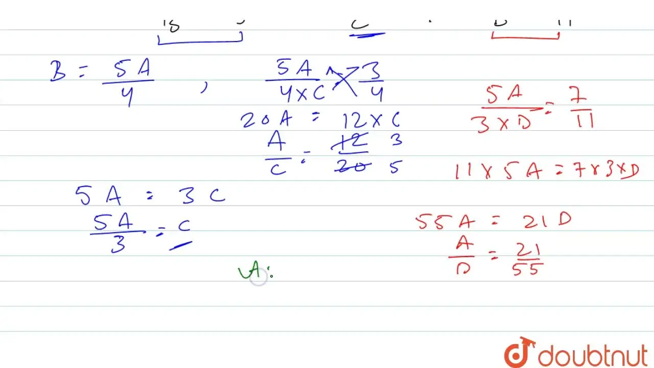 If A:B=4:5,B:C=3:4,C:D=7:11, Then A:D Is