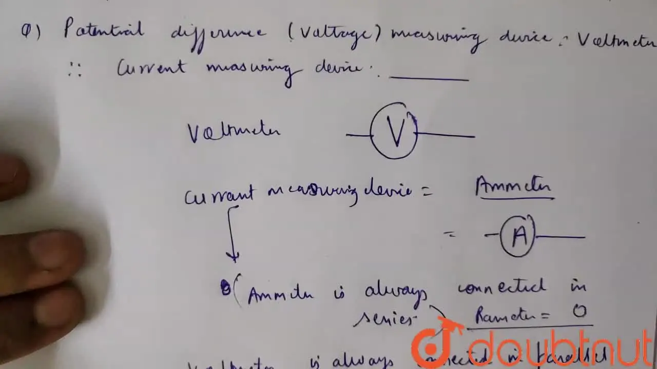 Potential difference (voltage) measuring device Voltmeter Current