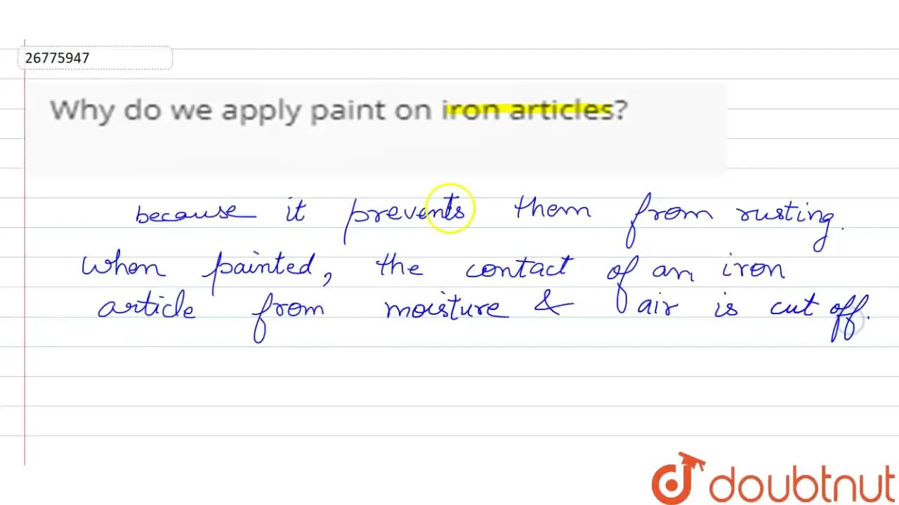 Why do we apply paint on iron articles?