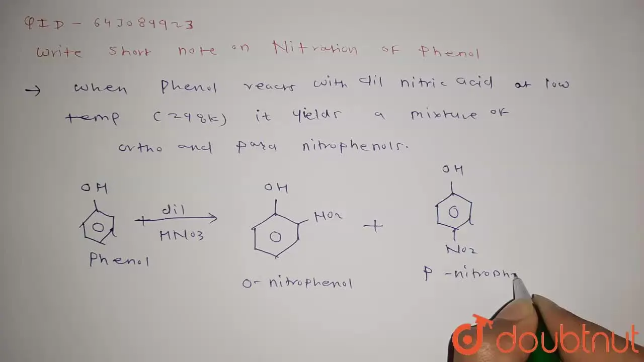 [Marathi] Write short note on Nitration of phenol.
