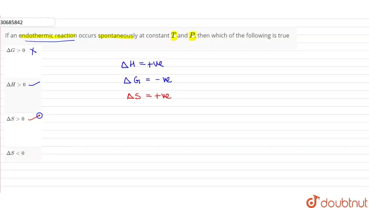 If an endothermic reaction occurs spontaneously at constant T and P, t