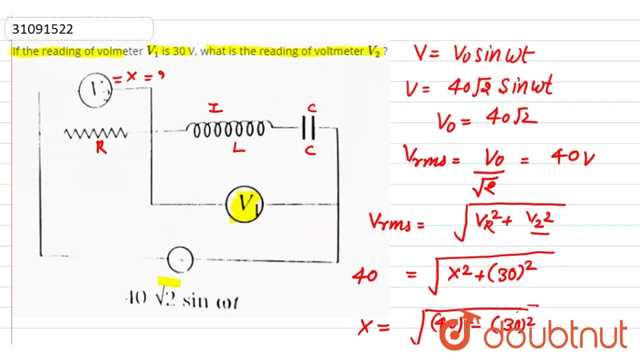 If The Reading Of Volmeter V(1) Is 30 V, What Is The Reading Of Voltme