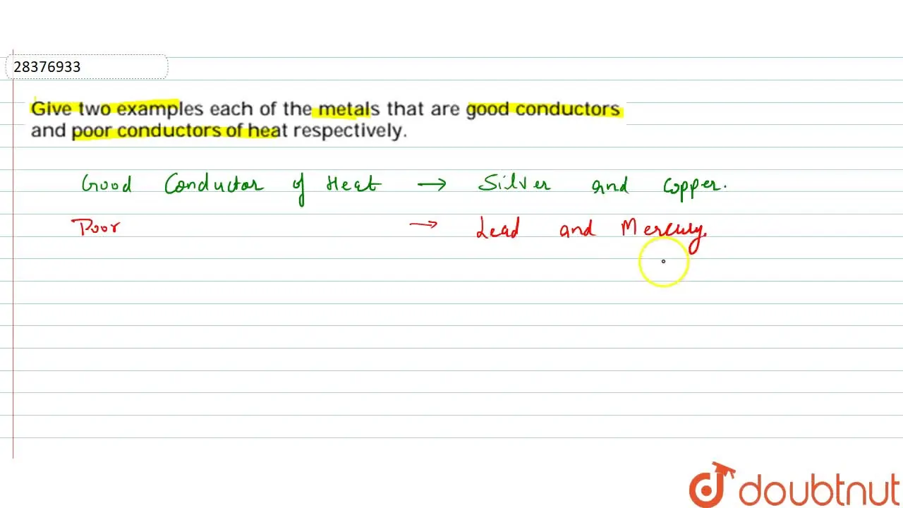 Give two examples each of the metals that are good conductors and comp