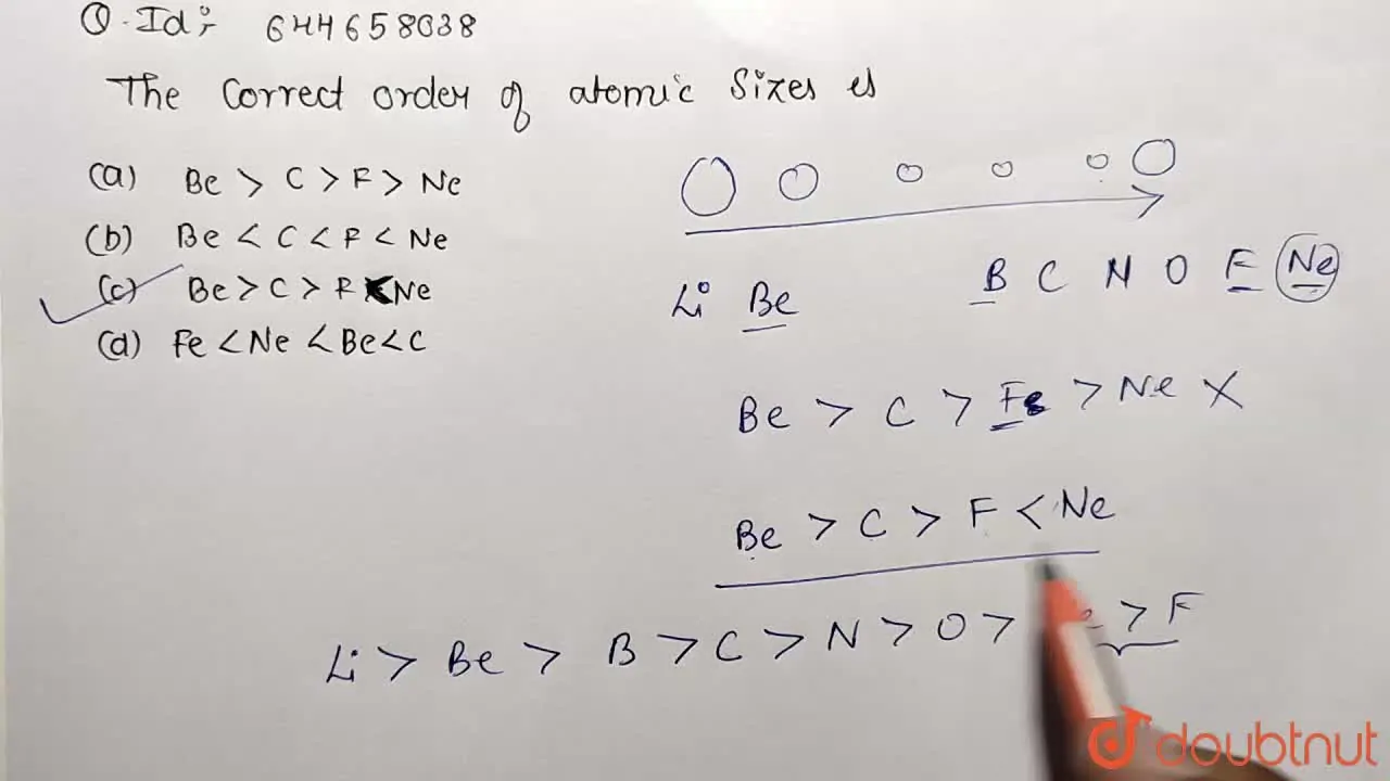 The correct order of atomic sizes is