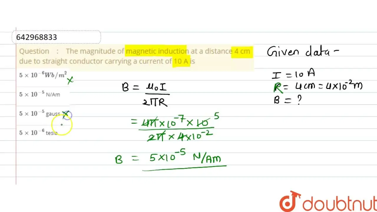 [Marathi] The magnitude of induction at a distance 4 cm due t