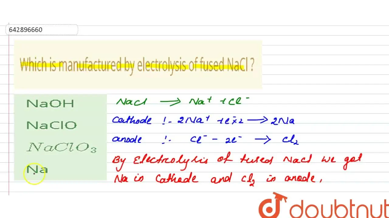 [Odia] Which is manufactured by electrolysis of fused NaCl