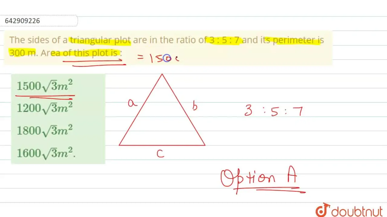 [Punjabi] The sides of a triangular plot are in the ratio of 3 5 7