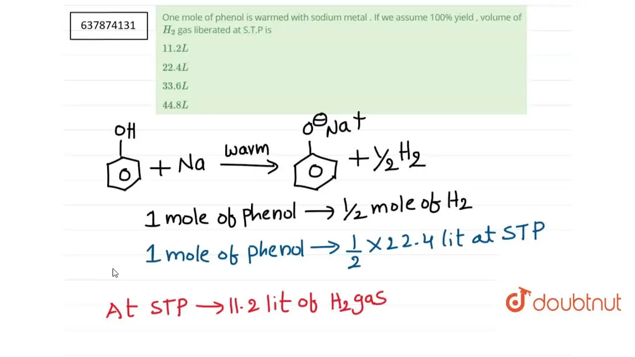 [Telugu] One mole of phenol is warmed with sodium metal . If we assume