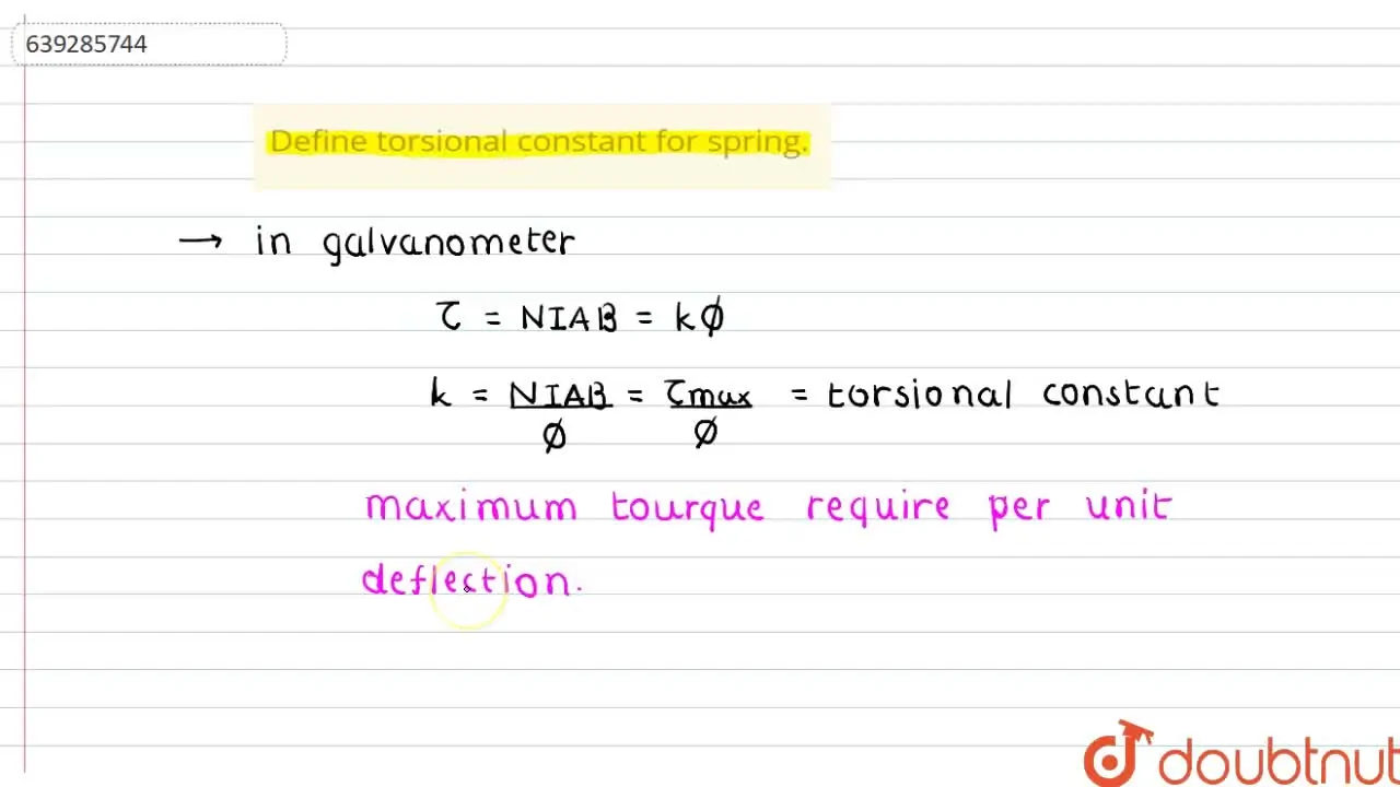 [Gujrati] Define torsional constant for spring.