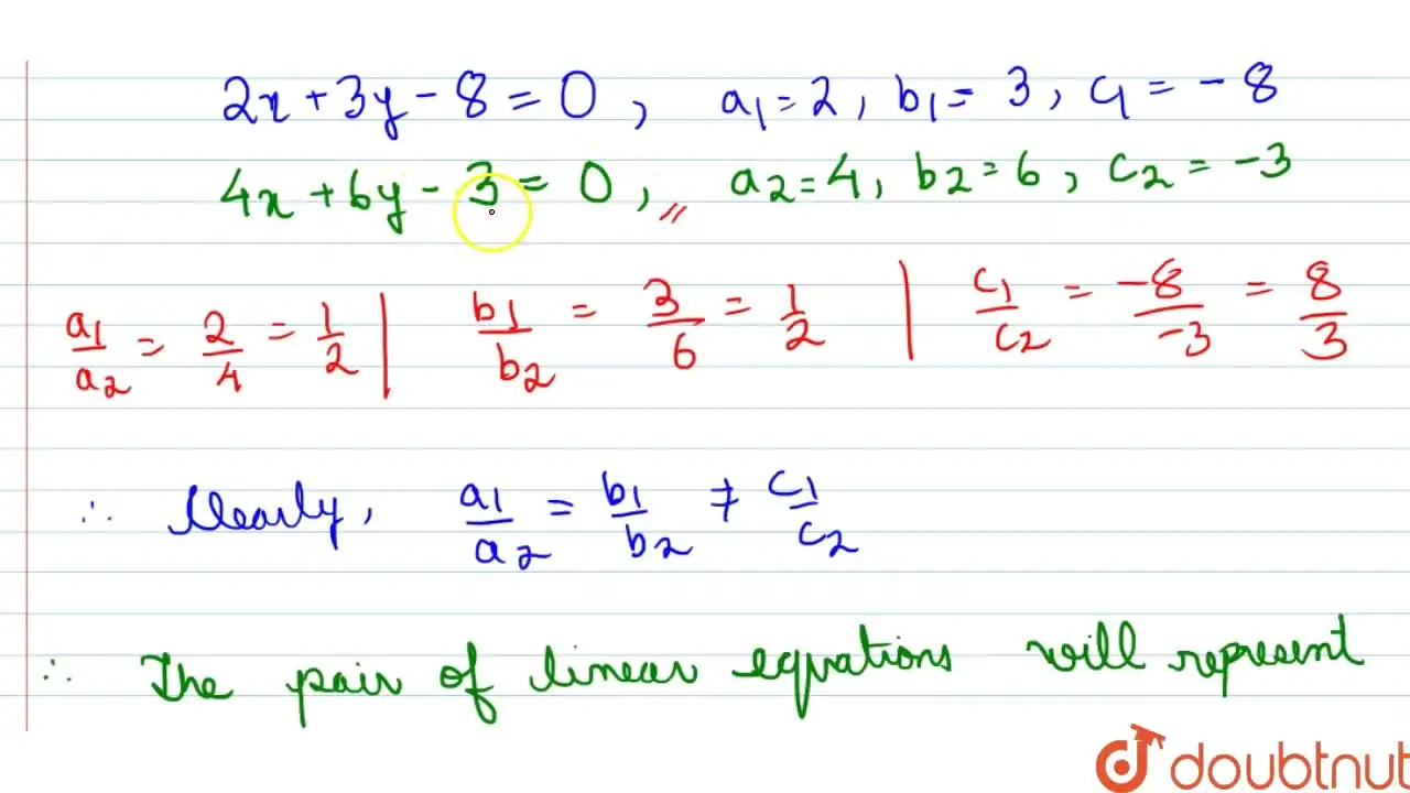 [Assamese] Given the linear equation 2x+3y8=0,write another linear eq
