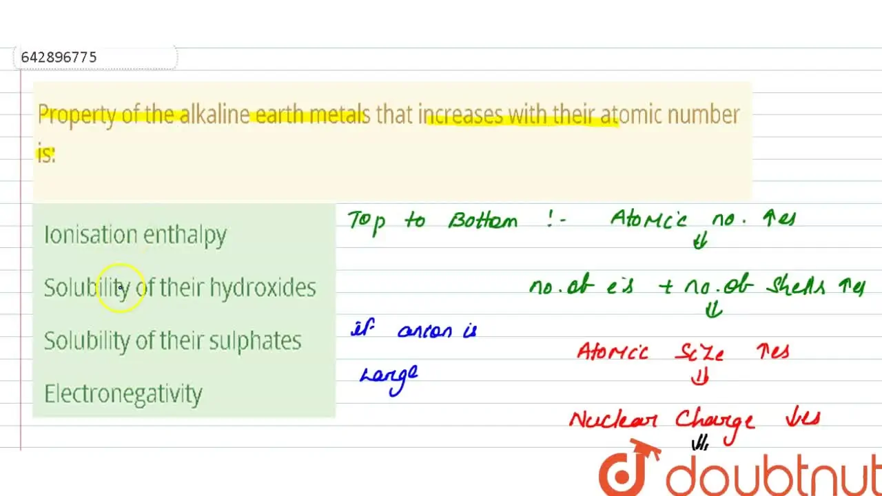 [Odia] Property of the alkaline earth metals that increases with their