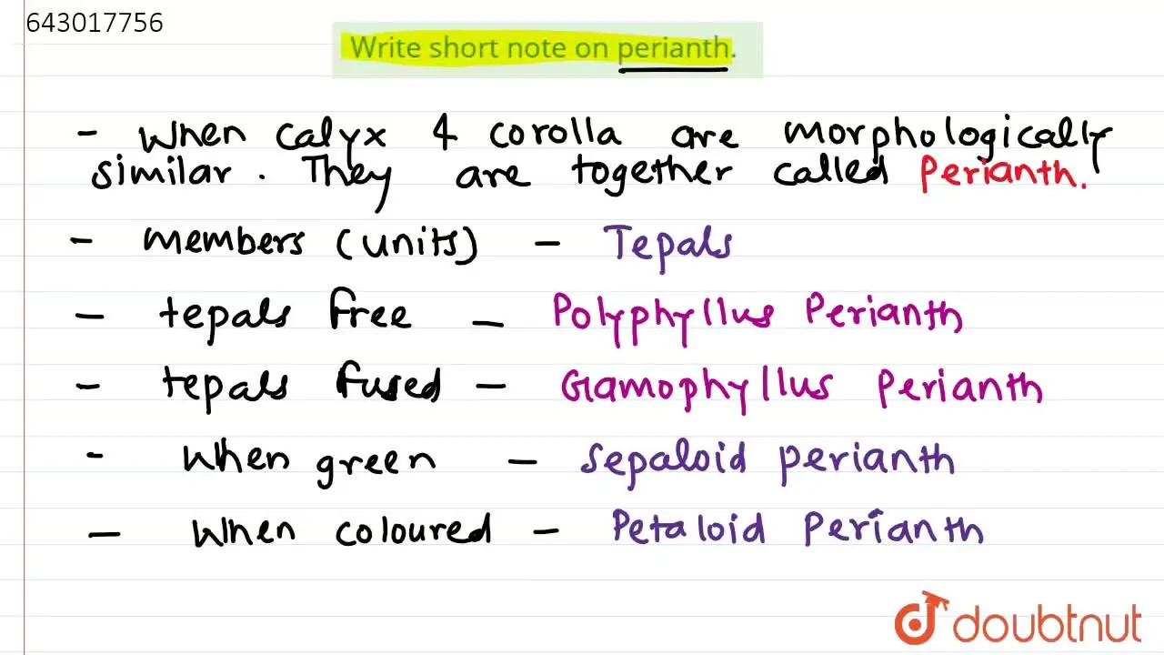[Marathi Solution] Write short note on perianth.