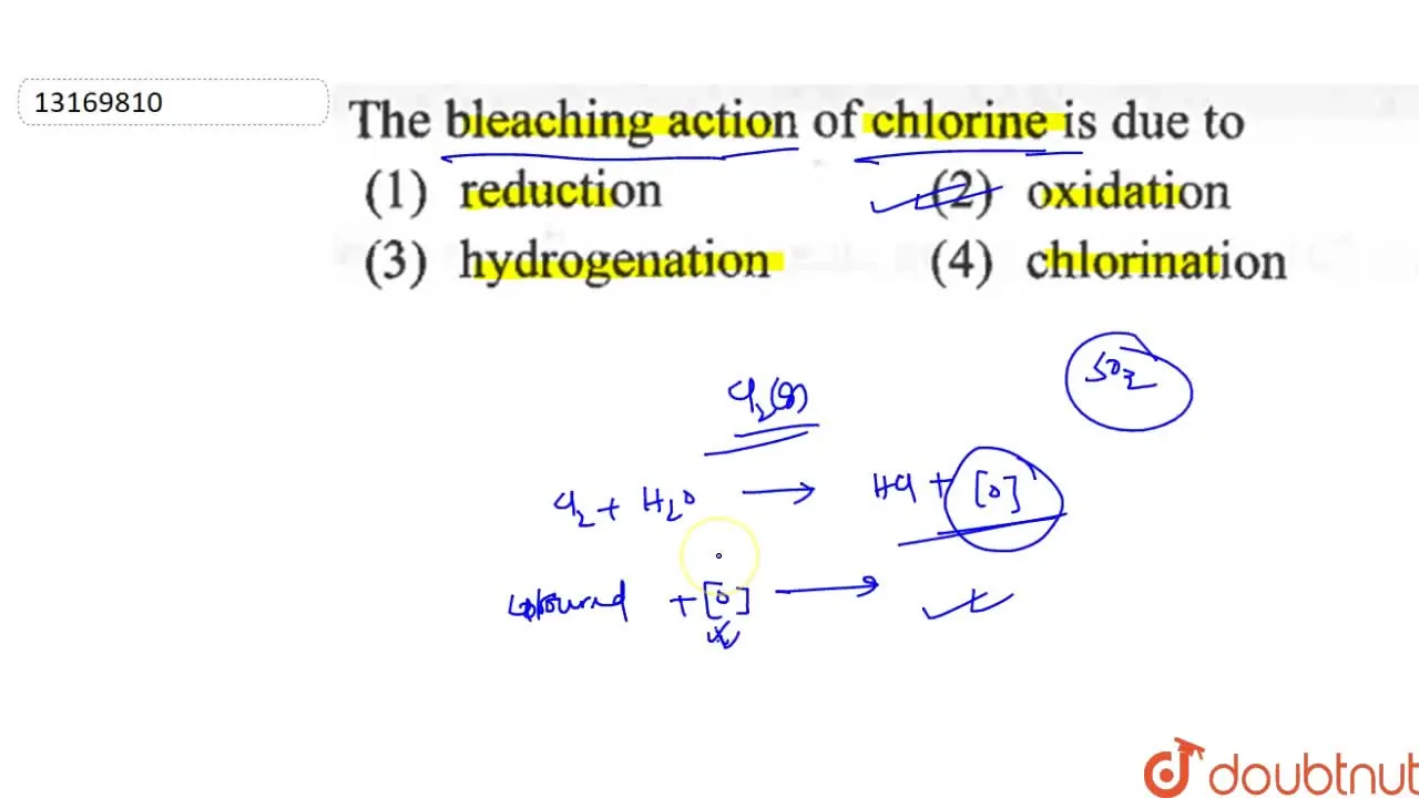 the bleaching action of chlorine is due to