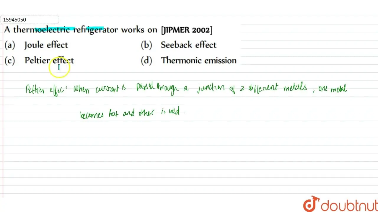 A thermoelectric refrigerator works on