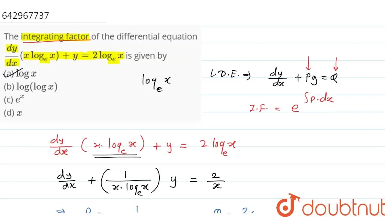 [Marathi] The integrating factor of the differential equation (dy)