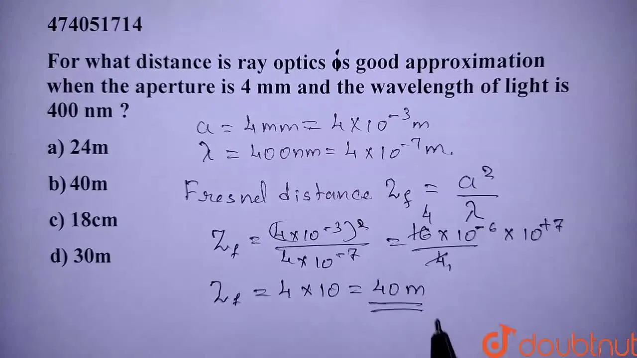 [Kannada] for what distance is ray optics os good approximation when t