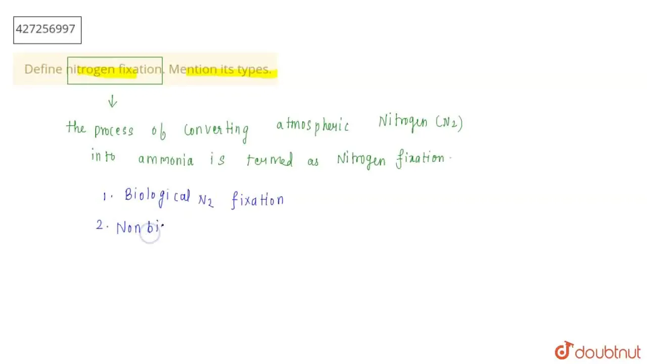 [Tamil Solution] Define nitrogen fixation. Mention its types.