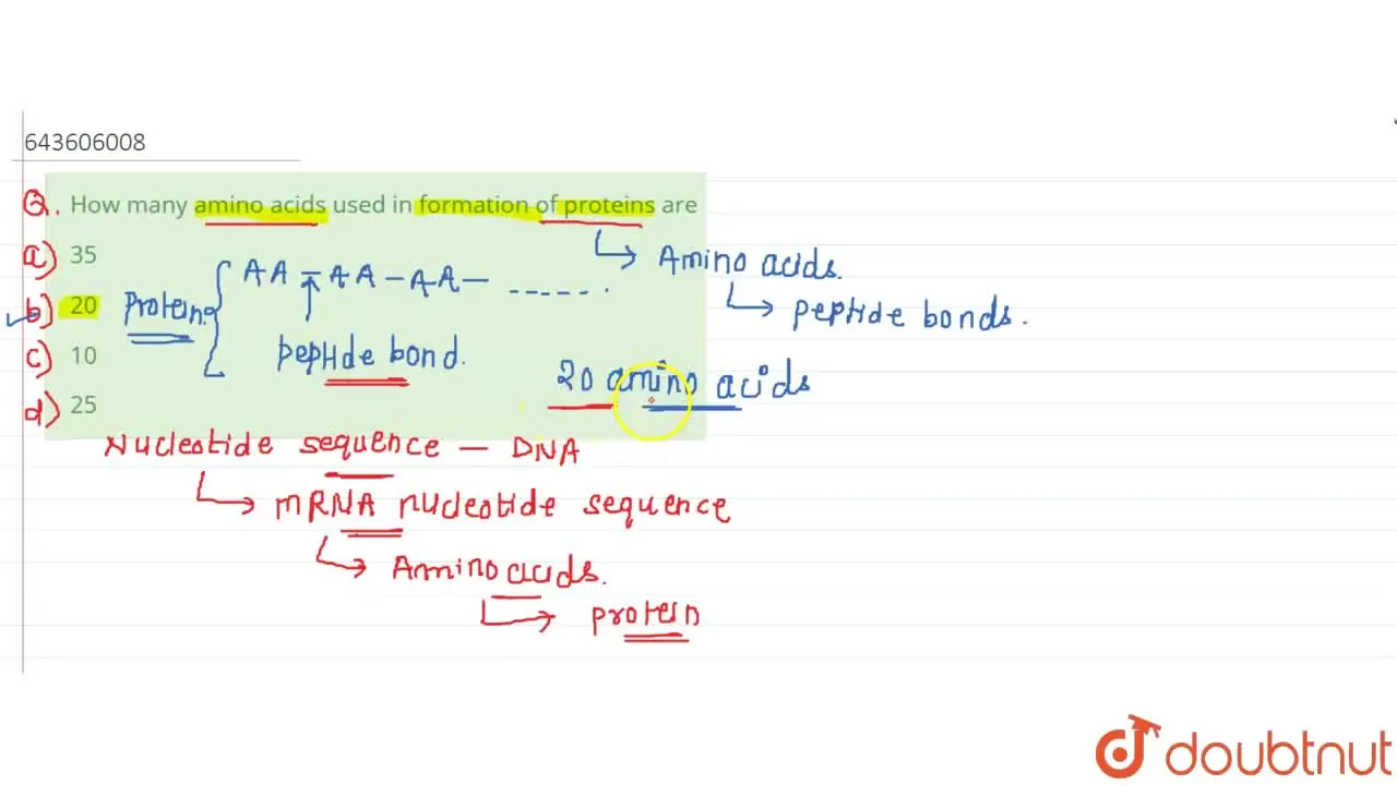 [Marathi Solution] How many amino acids used in formation of proteins