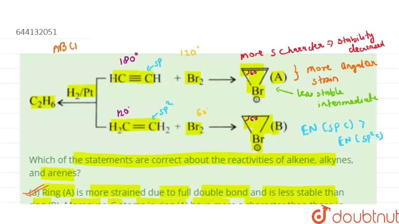 (c) In alkynes, because of the cylindrical nature of their pibonds, a