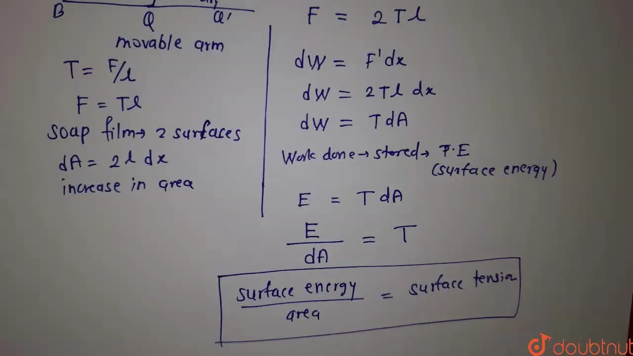 [Marathi] Derive the relation between surface tension and surface ener