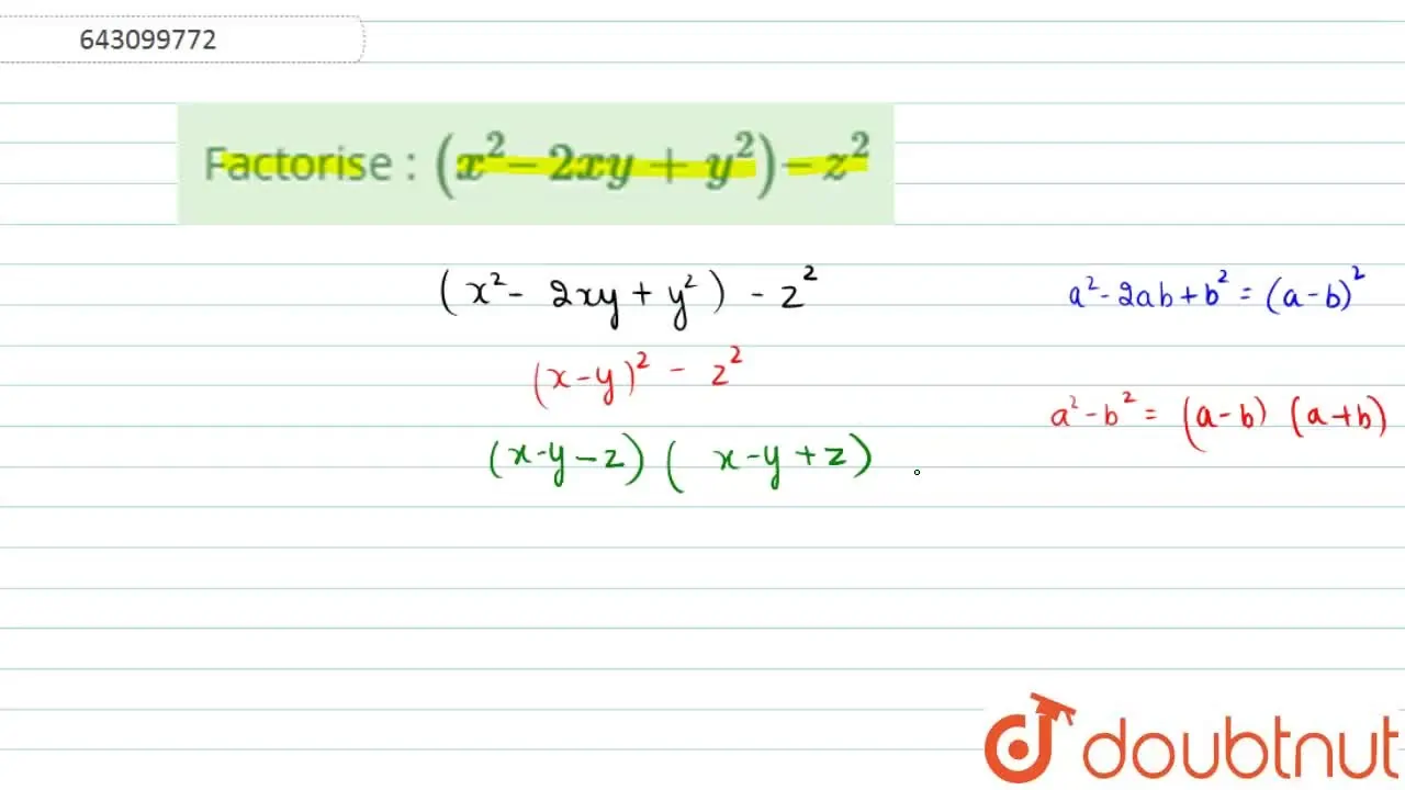 Punjabi Factorise x 2 2xy Y 2 Z 2 punjabi-factorise-x-2-2xy-y-2-z-2