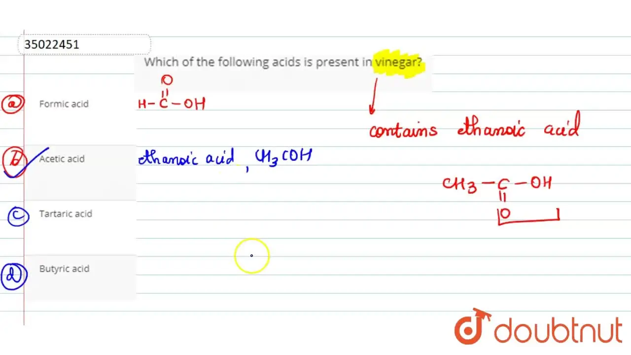 Which of the following acids is present in vinegar?