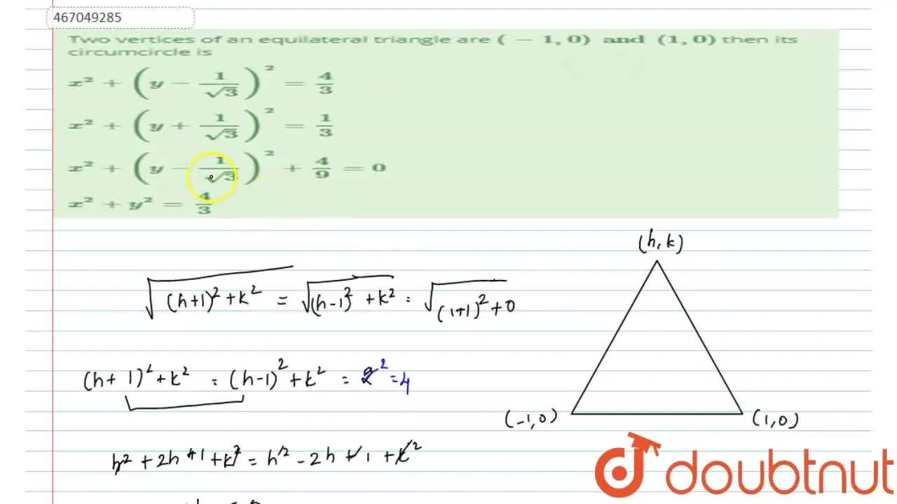 [Tamil] Two vertices of an equilateral triangle are (1,0) and (1,0) t