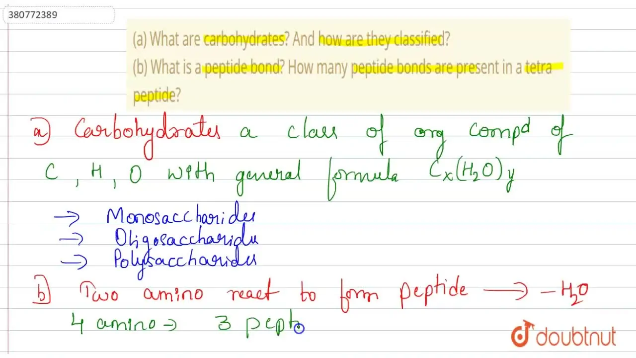 [Kannada] (a) What are carbohydrates? And how are they classified? (b