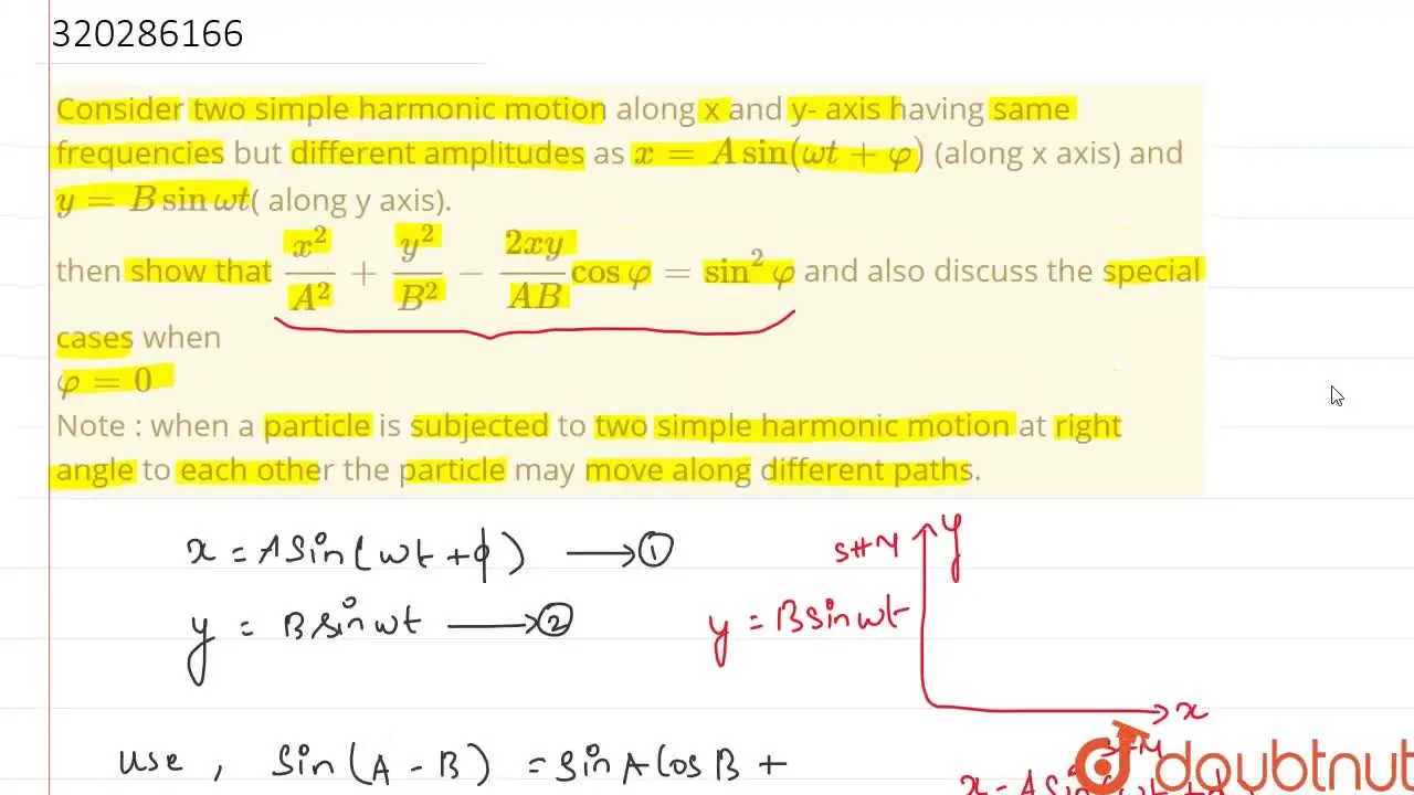 [Tamil] Consider two simple harmonic motion along x and y axis having