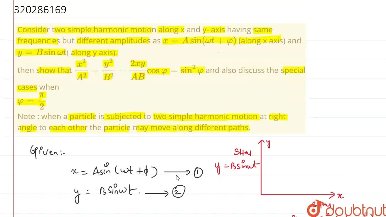 [Tamil] Consider two simple harmonic motion along x and y axis having