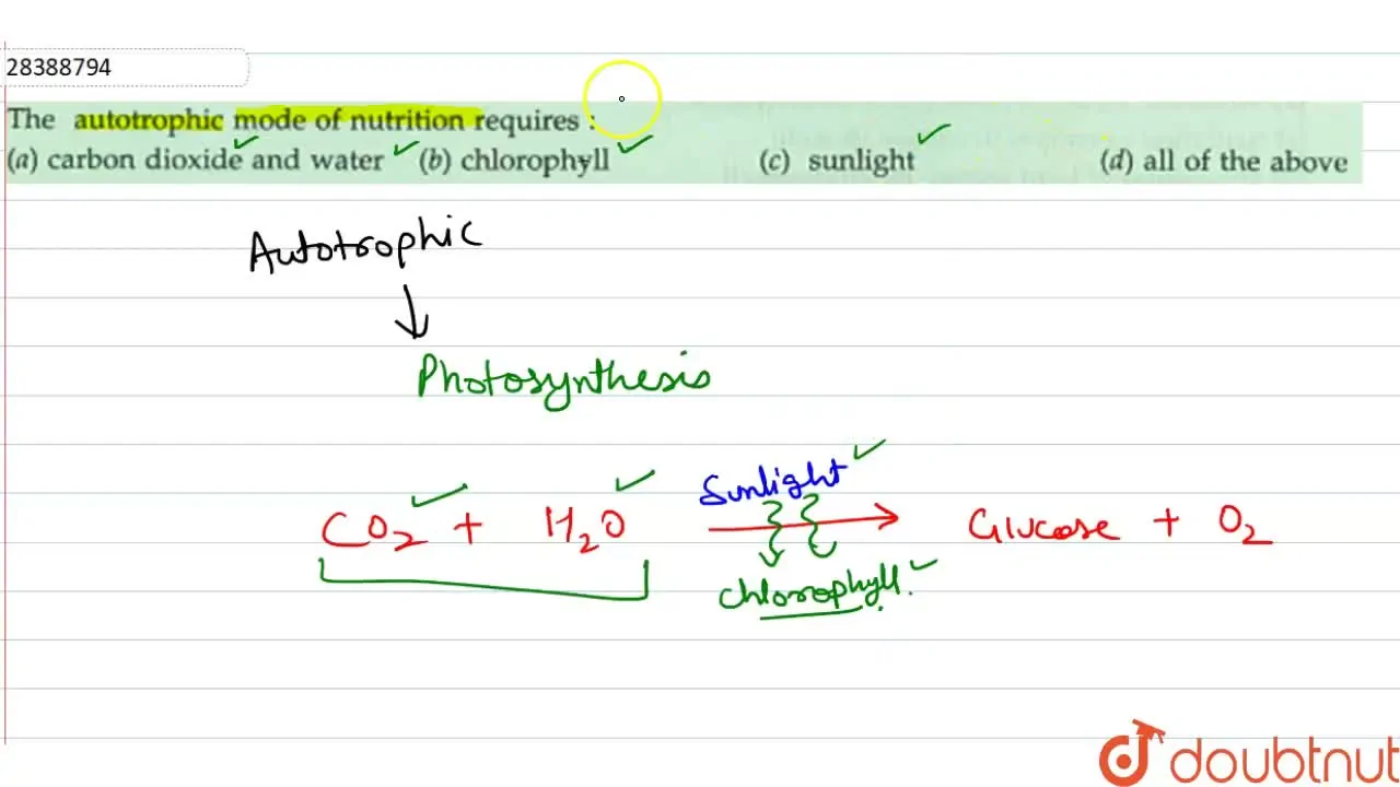 The autotrophic mode of nutrition requires