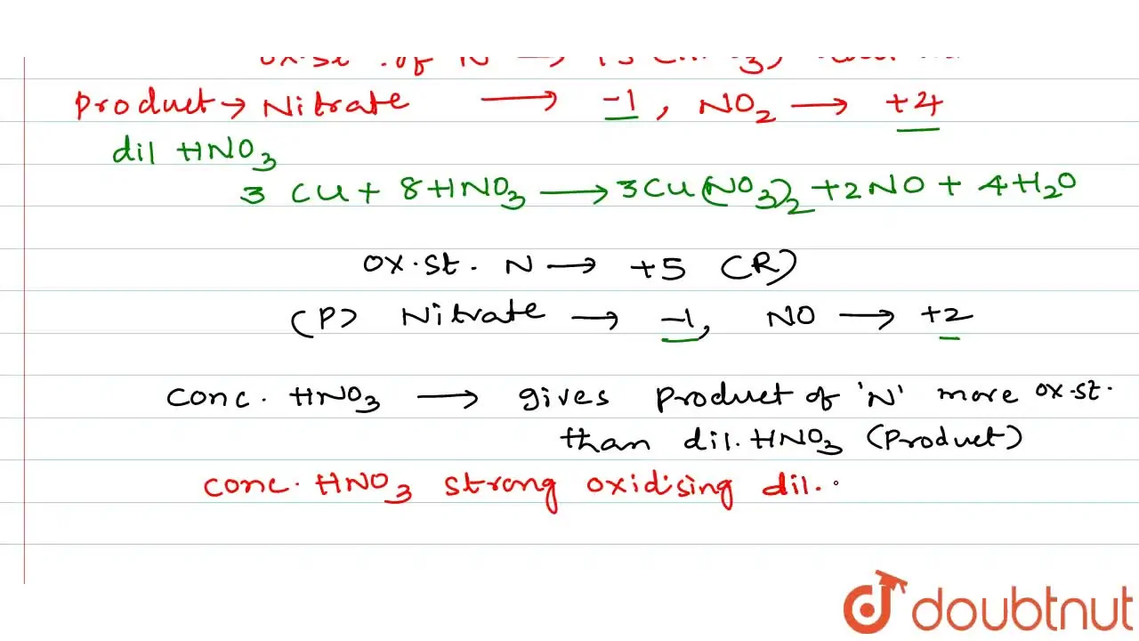[Telugu] Oxidising power of nitric acidwith dilution.