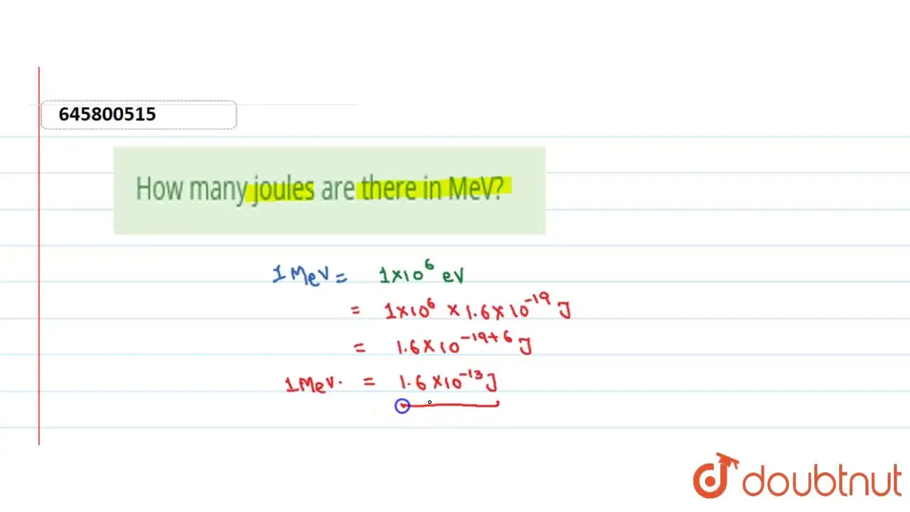 [Punjabi] How many joules are there in MeV?