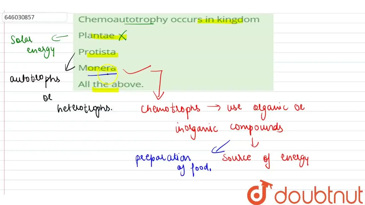 Chemoautotrophy occurs in kingdom