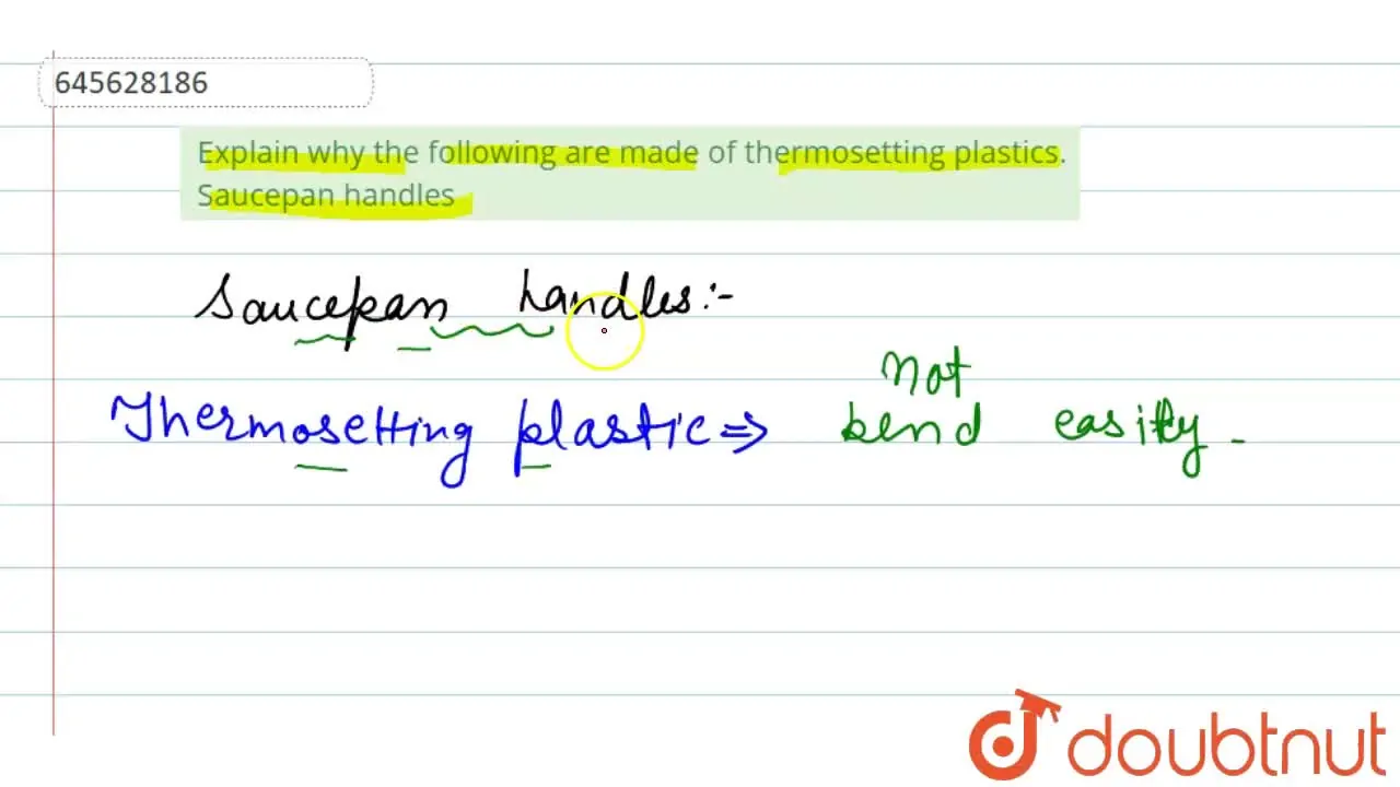 [Punjabi] Explain why the following are made of thermosetting plastics