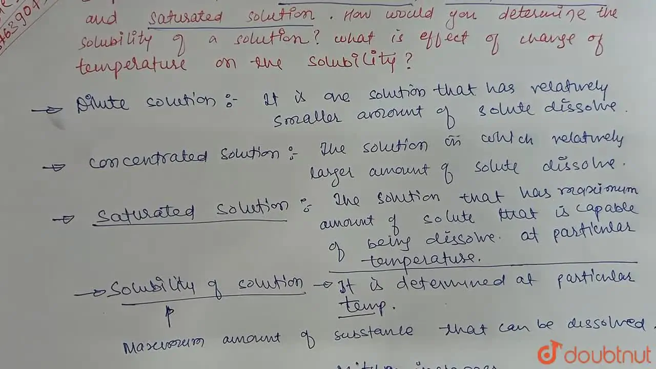 Explain the terms dilute solution, concentrated solution and saturated