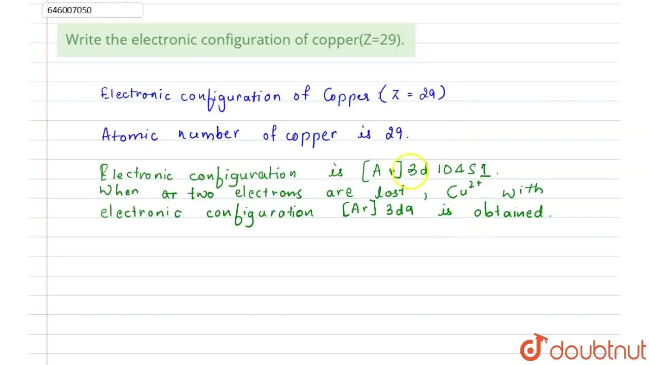 [Kannada] Write the electronic configuration of copper(Z=29).