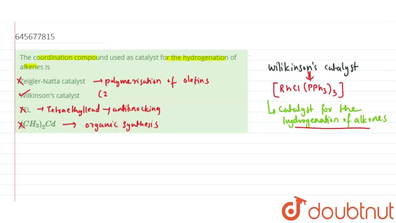 [Malayalam] The coordination compound used as catalyst for the hydroge