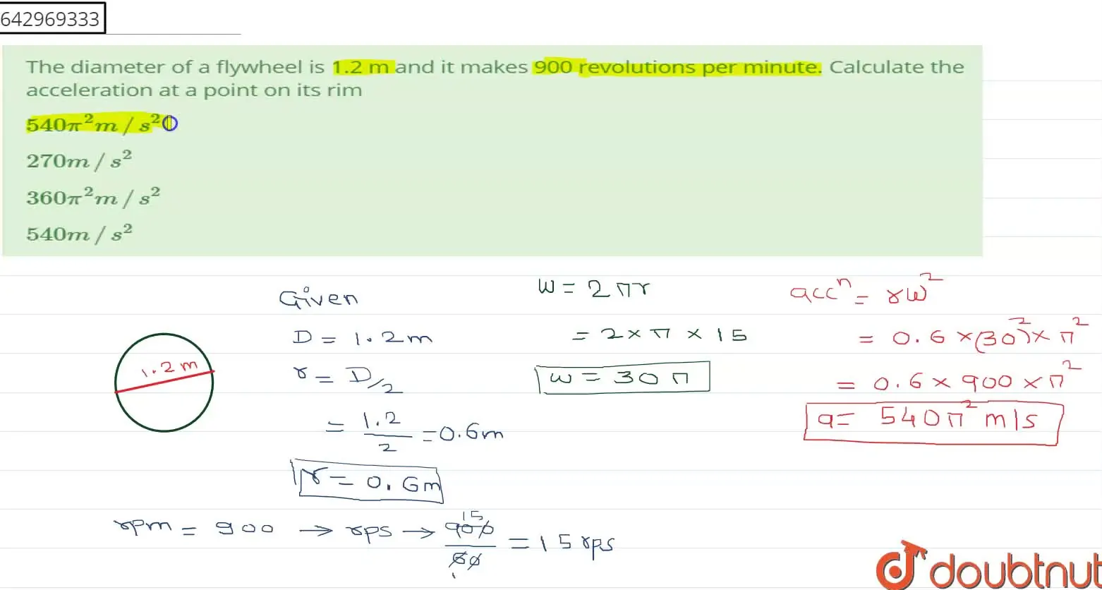 [Marathi] The diameter of a flywheel is 1.2 m and it makes 900 revolut