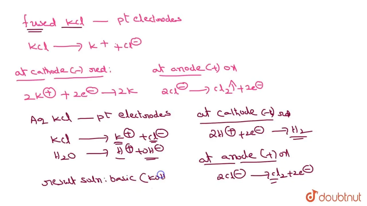 [Telugu] What products are obtained in the electrolysis of fused KCl a