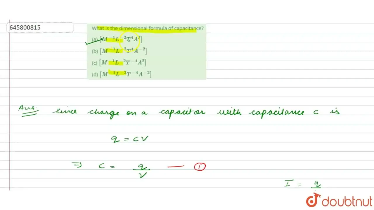 [Punjabi] What is the dimensional formula of capacitance?