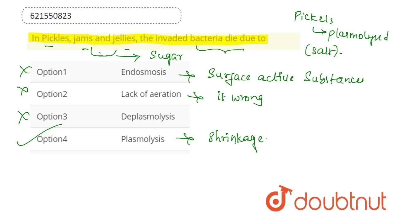 [Telugu Solution] In Pickles, jams and jellies, the invaded bacteria d