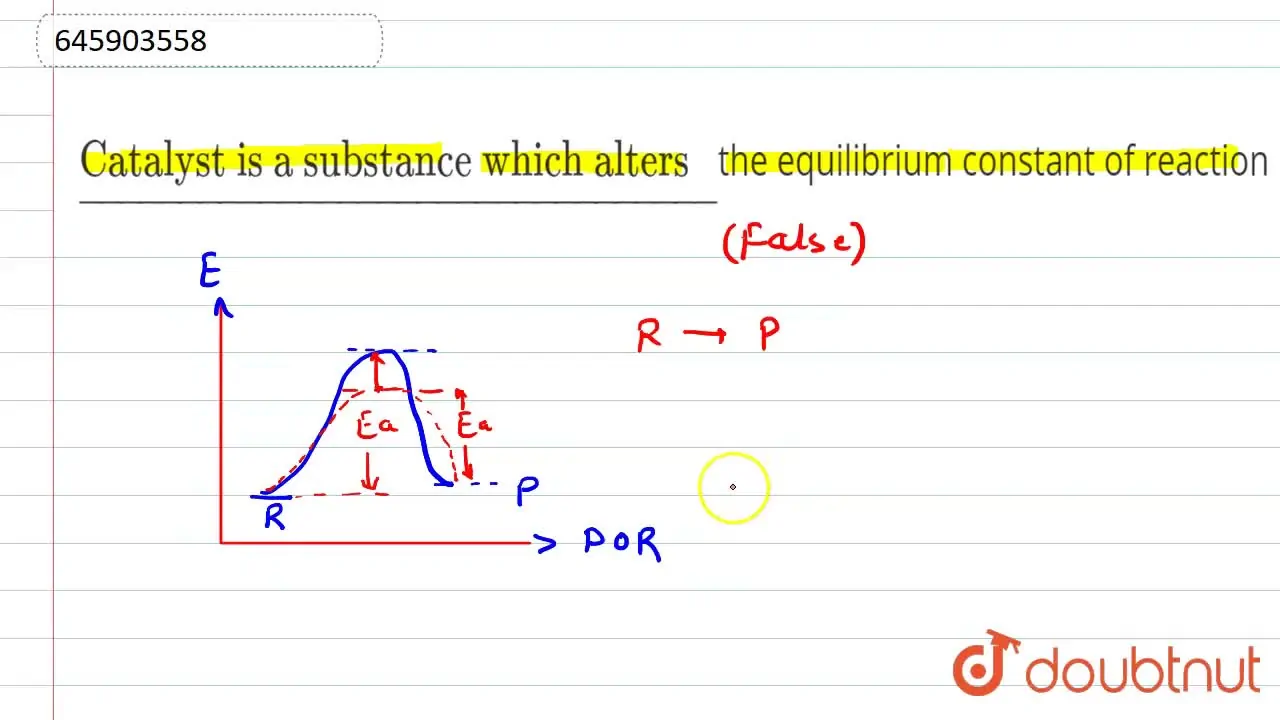 underline("Catalyst is a substance which alters ")the equilibrium cons
