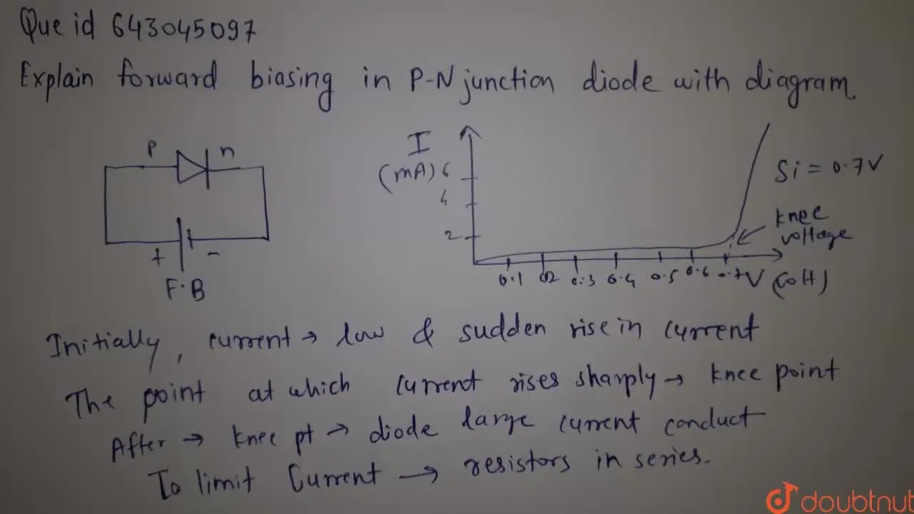 [Marathi] Explain forward biasing in PN junction diode with diagram.