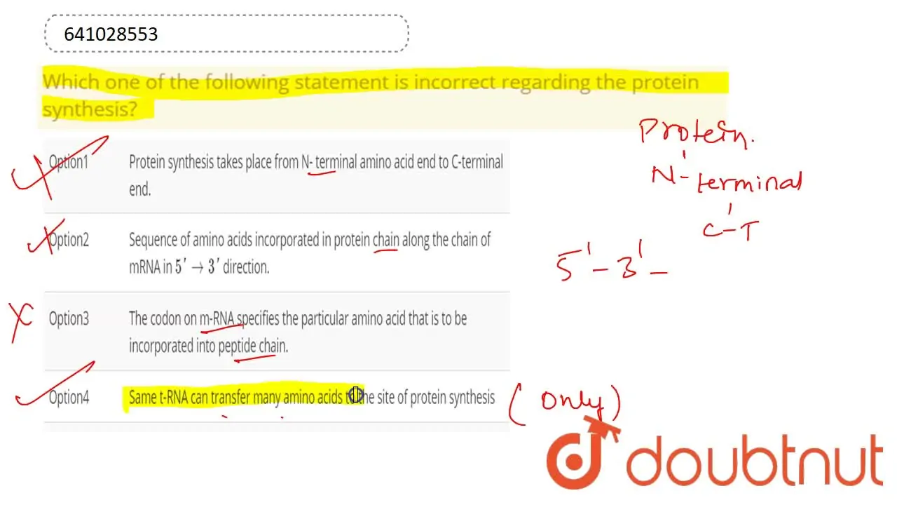 [Telugu Solution] The codon on m-RNA specifies the particular amino ac