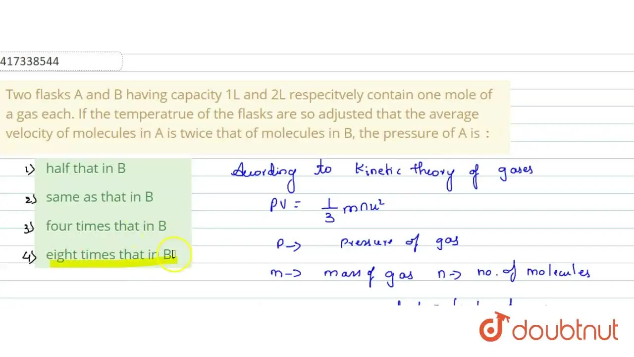 [Kannada] Two flasks A and B having capacity 1L and 2L respecitvely co