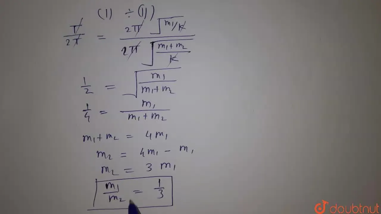 [Marathi] The period of oscillation of a body of mass m1 suspended fro